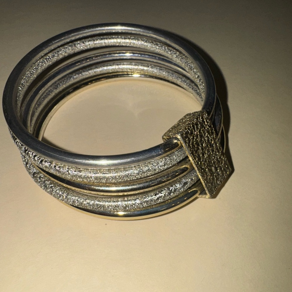 Elegant Silver Tone and Gold Tone Bangle Bracelet